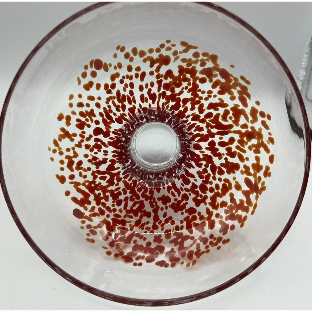 Set of 2 Pier 1 Stemless Red speckled Confetti design ￼Margarita Glasses